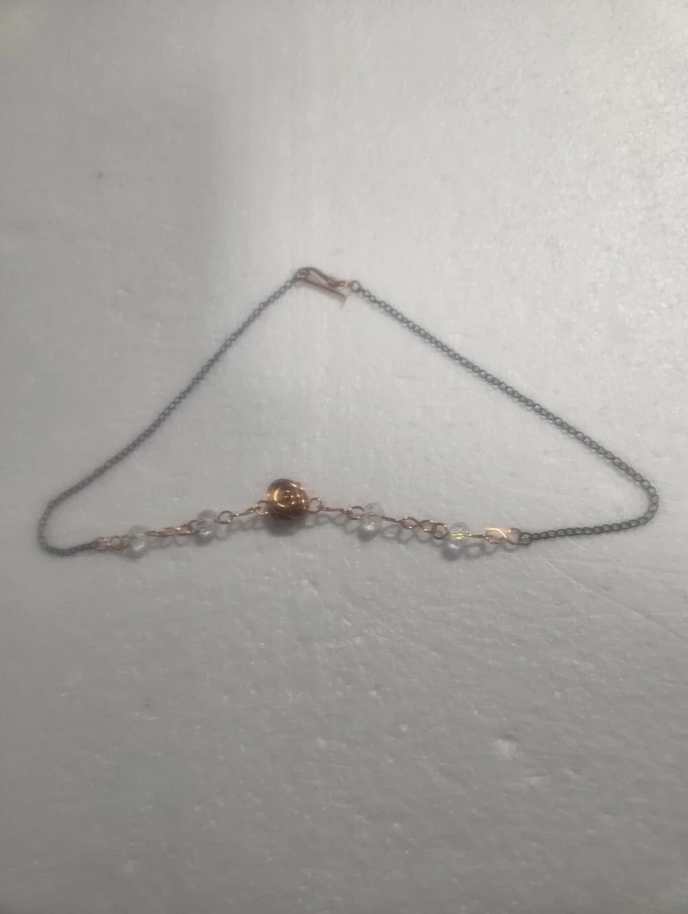Handcrafted Copper Rose Necklace with Clear Crystal Accents